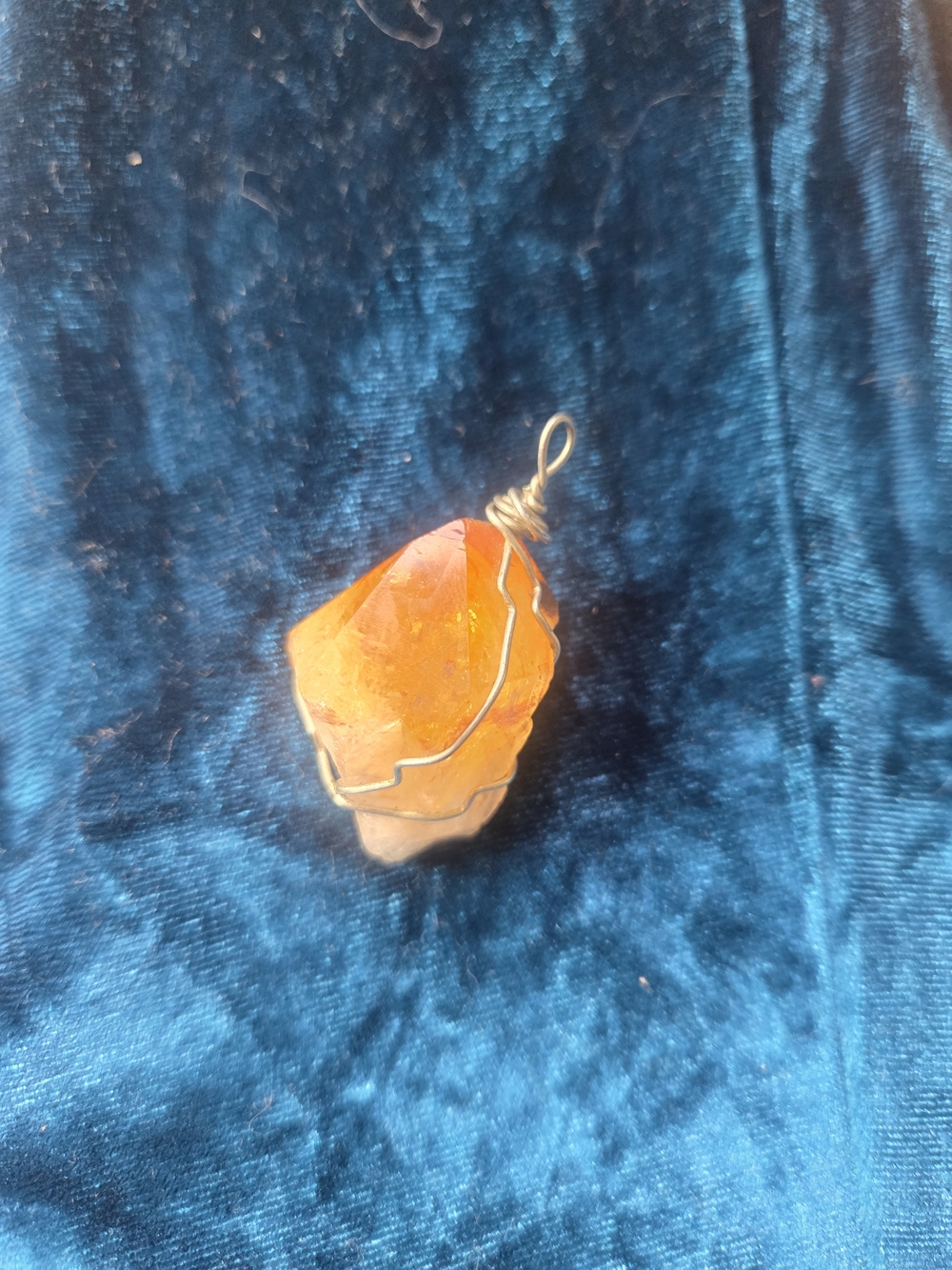 Handcrafted Citrine Crystal Pendant Wire-Wrapped Necklace